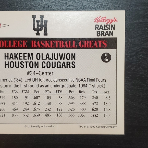 1992 Kellogg's #11 Hakeem Olajuwon (NM)!! - Picture 6 of 6